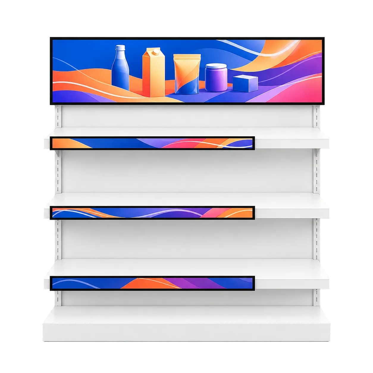 Digital shelf-edge stretched bar displays